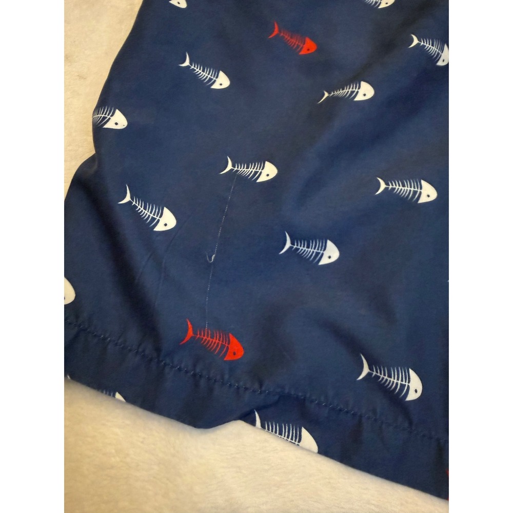 Maamgic Mens Navy Fish Bone Skeleton Print Swim Trunks Board Shorts Size L - Picture 7 of 8
